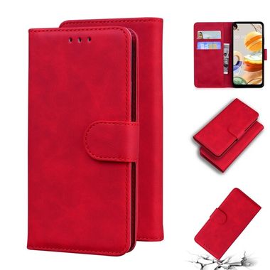 Peněženkové kožené pouzdro na LG K61 - Červená