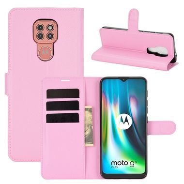 Peneženkové kožené pouzdro pro Motorola Moto G9 Play - Růžová