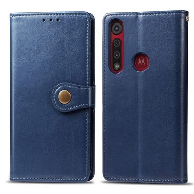 Peňeženkové kožené pouzdro na Motorola Moto G8 Play - Modrá