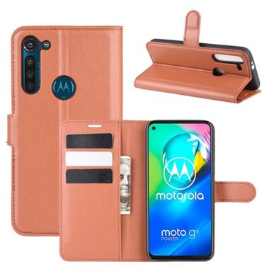Peňaženkové kožené pouzdro LICHTI na Motorola Moto G8 Power -  hnedá