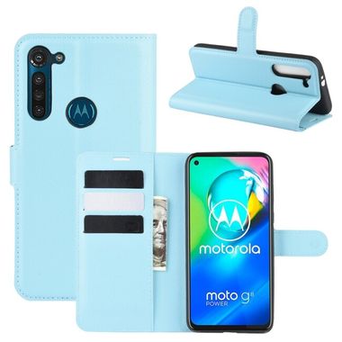 Peňaženkové kožené pouzdro LICHTI na Motorola Moto G8 Power -  modrá