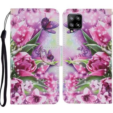 Peňeženkové kožené pouzdro na Samsung Galaxy A12 - Rose Butterfly