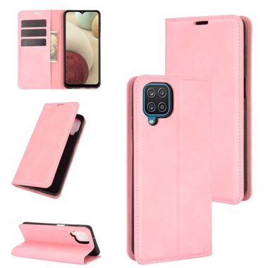 Peňeženkové kožené pouzdro na Samsung Galaxy A12 - Ružová