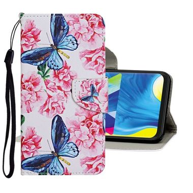 Peňeženkové kožené pouzdro na Samsung Galaxy A21s - Butterfly and Flowers