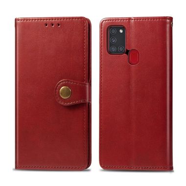 Peňeženkové kožené pouzdro na Samsung Galaxy A21s - Červený