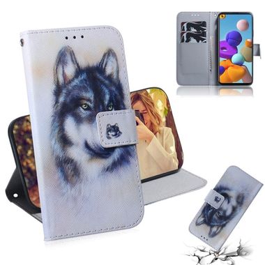 Peňeženkové kožené pouzdro na Samsung Galaxy A21s - White Wolf