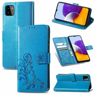 Peňeženkové kožené pouzdro na Samsung Galaxy A22 5G - Modrá