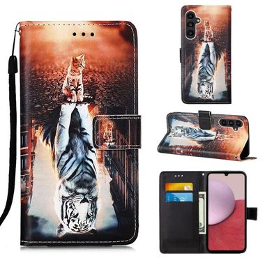 Peněženkové kožené pouzdro pro Samsung Galaxy A25 5G - Cats And Tigers