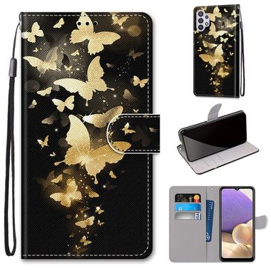 Peněženkové kožené pouzdro pro Samsung Galaxy A32 5G – Golden Butterfly Group