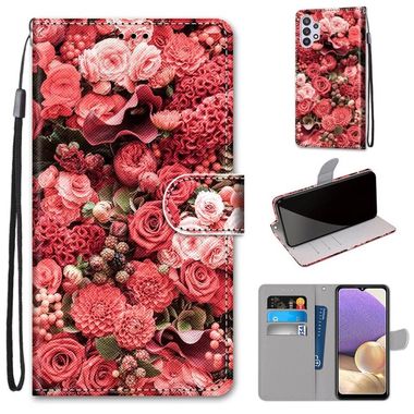 Peněženkové kožené pouzdro pro Samsung Galaxy A32 5G – Pink Rose Garden