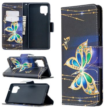 Peňeženkové kožené pouzdro na Samsung Galaxy A42 5G - Golden Butterfly