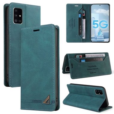 Peněženkové kožené pouzdro na Samsung Galaxy A51 5G - Modrá