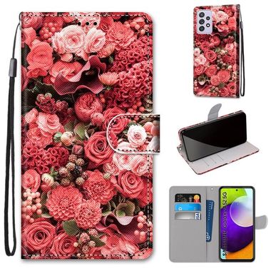 Peňaženkové kožené pouzdro na Samsung Galaxy A52 5G - Pink Rose Garden