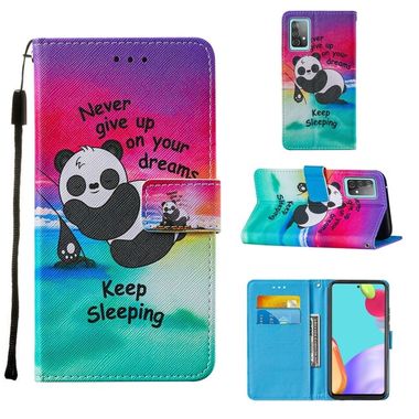 Peňaženkové kožené pouzdro na Samsung Galaxy A52 5G - Sleeping Panda