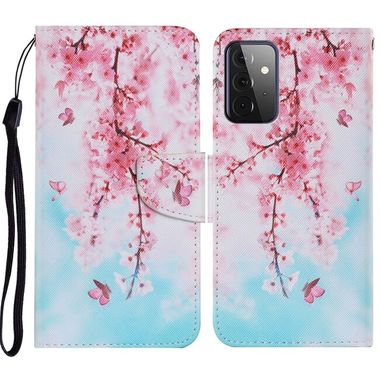 Peňeženkové kožené pouzdro na Samsung Galaxy A72 - Cherry Blossoms