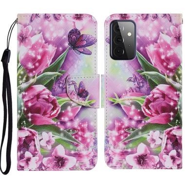 Peňeženkové kožené pouzdro na Samsung Galaxy A72 - Rose Butterfly