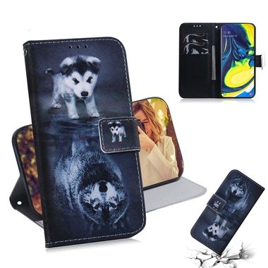 Peňeženkové kožené pouzdro na Samsung Galaxy A80 - Wolf And Dog