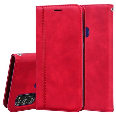 Peněženka kožené pouzdro pro Samsung Galaxy M21 -Červená