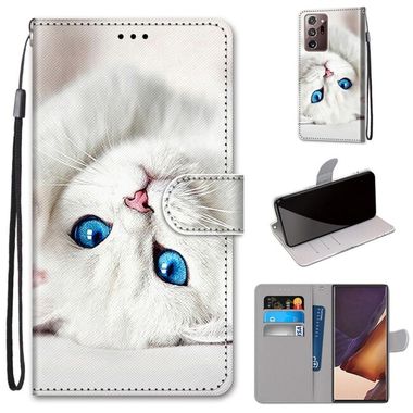 Peňaženkové kožené pouzdro pro Samsung Galaxy Note 20 Ultra - White Kitten