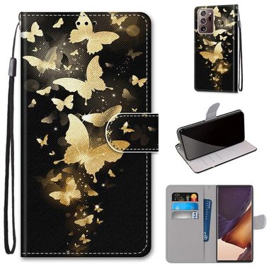 Peňaženkové kožené pouzdro pro Samsung Galaxy Note 20 Ultra - Golden Butterfly Group
