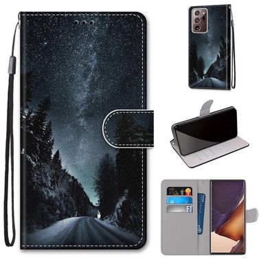 Peňaženkové kožené pouzdro pro Samsung Galaxy Note 20 Ultra - Mountain Road Starry Sky