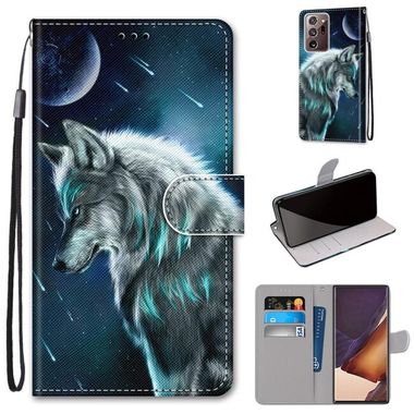 Peňaženkové kožené pouzdro pro Samsung Galaxy Note 20 Ultra - Pensive Wolf
