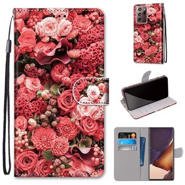 Peňaženkové kožené pouzdro pro Samsung Galaxy Note 20 Ultra - Pink Rose Garden