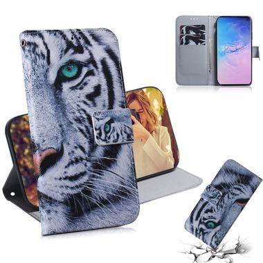Peněženkové kožené pouzdro na Samsung Galaxy S10 - White tiger