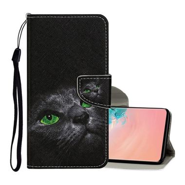 Peňeženkové kožené pouzdro na Samsung Galaxy S10e - Black Cat