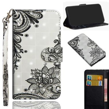 Peňaženkové kožené puzdro na Sony Xperia L4 - Black Flower