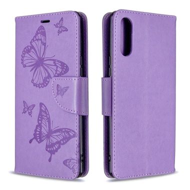 Peňaženkové kožené puzdro na Sony Xperia L4 - Butterflies Purple