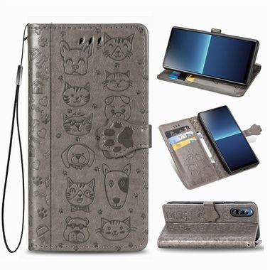Peňaženkové kožené puzdro na Sony Xperia L4 -  Cat and Dog Gray