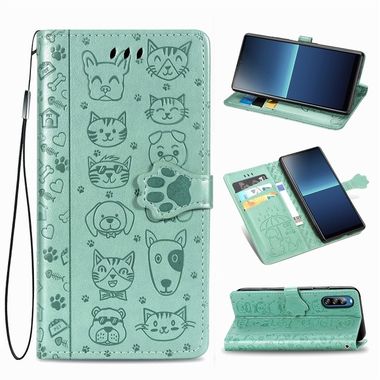 Peňaženkové kožené puzdro na Sony Xperia L4 - Cat and Dog Green
