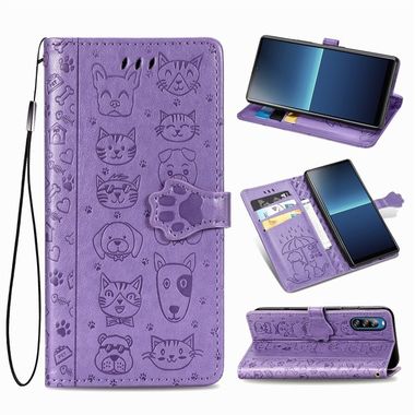 Peňaženkové kožené puzdro na Sony Xperia L4 - Cat and Dog Purple
