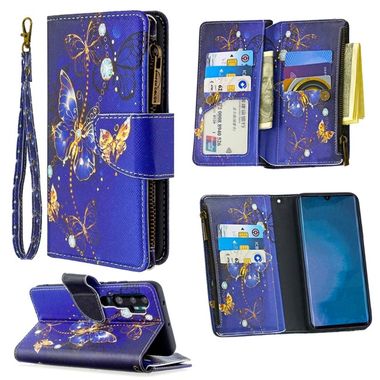 Peňeženkové kožené pouzdro na Xiaomi Mi Note10 - Purple Butterfly