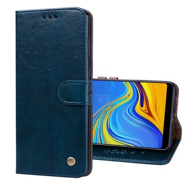 Peněženkové kožené pouzdro OIL WAX pro Samsung Galaxy A9 - Modrá