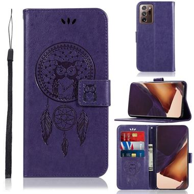 Peňeženkové kožené pouzdro OWL na Samsung Galaxy Note 20 Ultra - Fialová