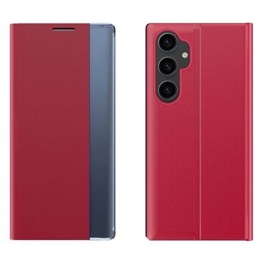 Peněženkové kožené pouzdro Plain Cloth pro Samsung Galaxy S23 FE - Červená