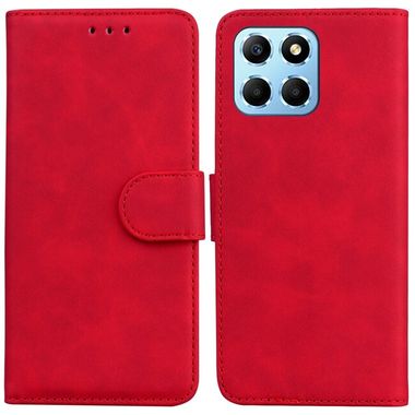 Peněženkové kožené pouzdro Pure Color pro Honor X8 5G/X6 – Červená