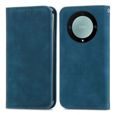 Peněženkové kožené pouzdro Retro Skin na Honor Magic5 Lite - Modrá