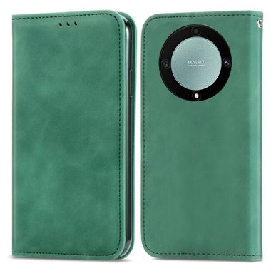 Peněženkové kožené pouzdro Retro Skin na Honor Magic5 Lite - Zelená