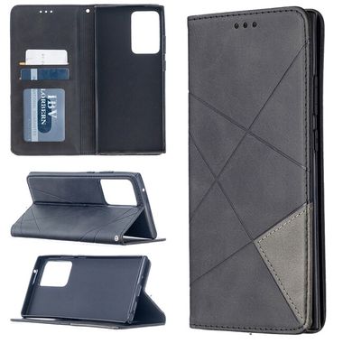 Peňeženkové kožené pouzdro RHOMBUS na Samsung Galaxy Note 20 Ultra - Černá
