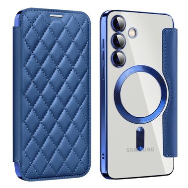 Peněženkové kožené pouzdro Rhombus Shield pro Samsung Galaxy S24 Plus 5G - Tmavě modrá