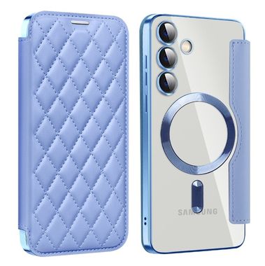 Peněženkové kožené pouzdro Rhombus Shield pro Samsung Galaxy S24 Plus 5G - Modrá