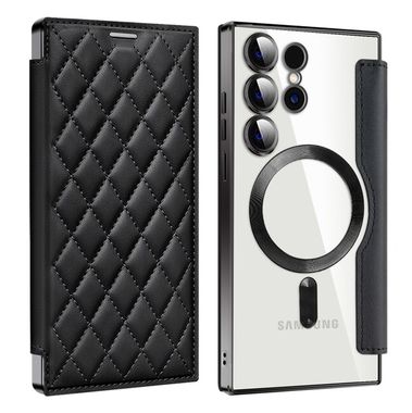 Peněženkové kožené pouzdro Rhombus Shield pro Samsung Galaxy S24 Ultra 5G - Černá