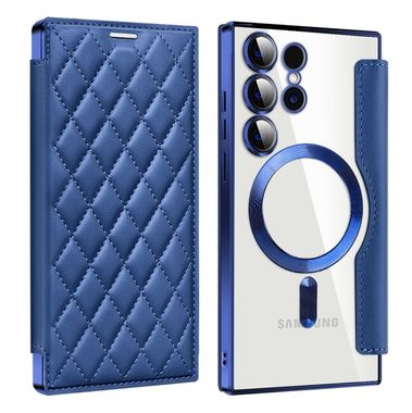 Peněženkové kožené pouzdro Rhombus Shield pro Samsung Galaxy S24 Ultra 5G - Tmavě modrá