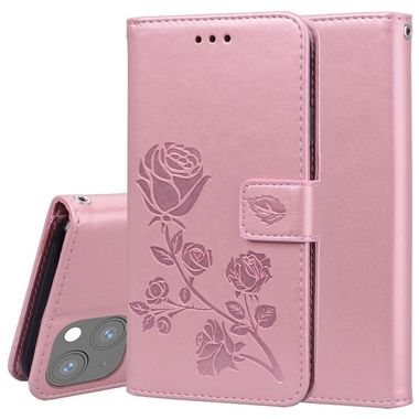 Peneženkové kožené pouzdro ROSE na iPhone 13 Mini - Ružovozlatá