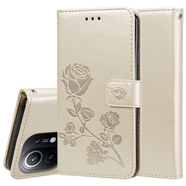 Peňaženkové kožené pouzdro ROSES na Xiaomi Mi 11 Lite - Zlatá