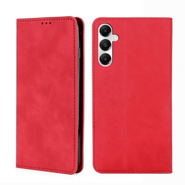 Peněženkové kožené pouzdro Skin Feel Magnetic pro Samsung Galaxy A05s - Červená