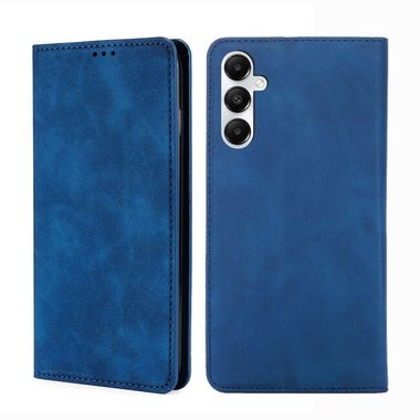 Peněženkové kožené pouzdro Skin Feel Magnetic pro Samsung Galaxy A05s - Modrá
